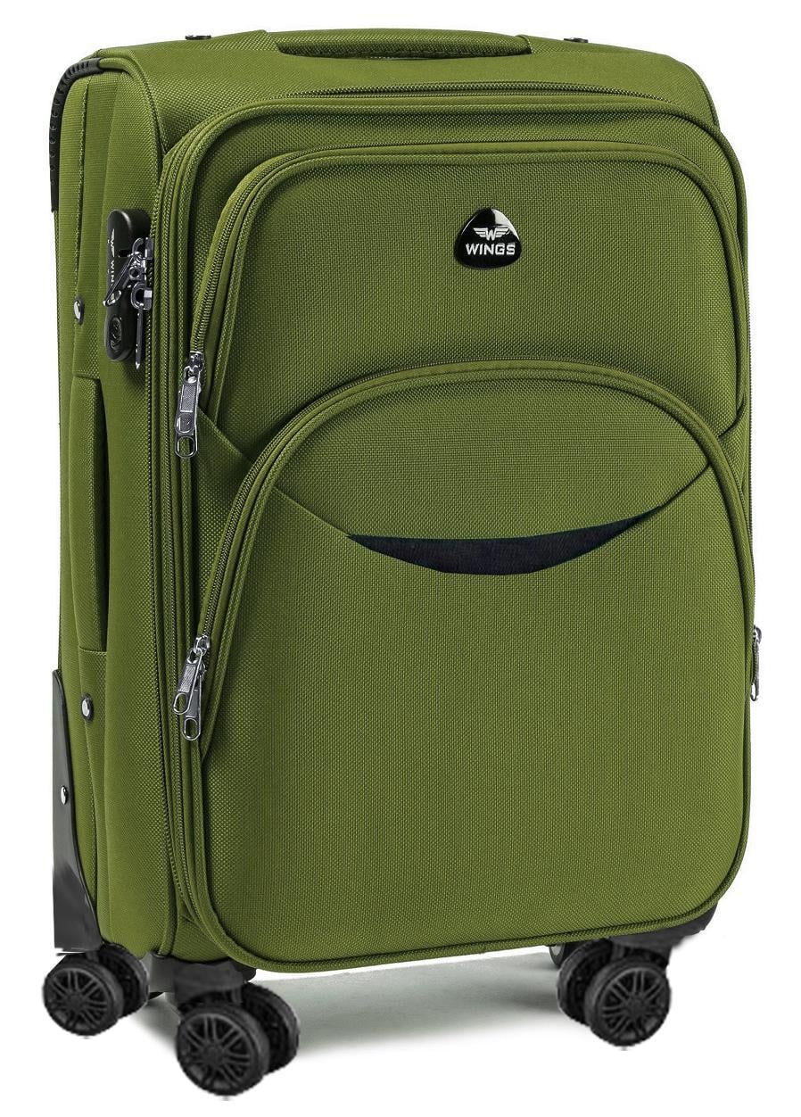 Чемодан тканевый Wings 1708 большой 4 колеса Оливковый (Vt00259)