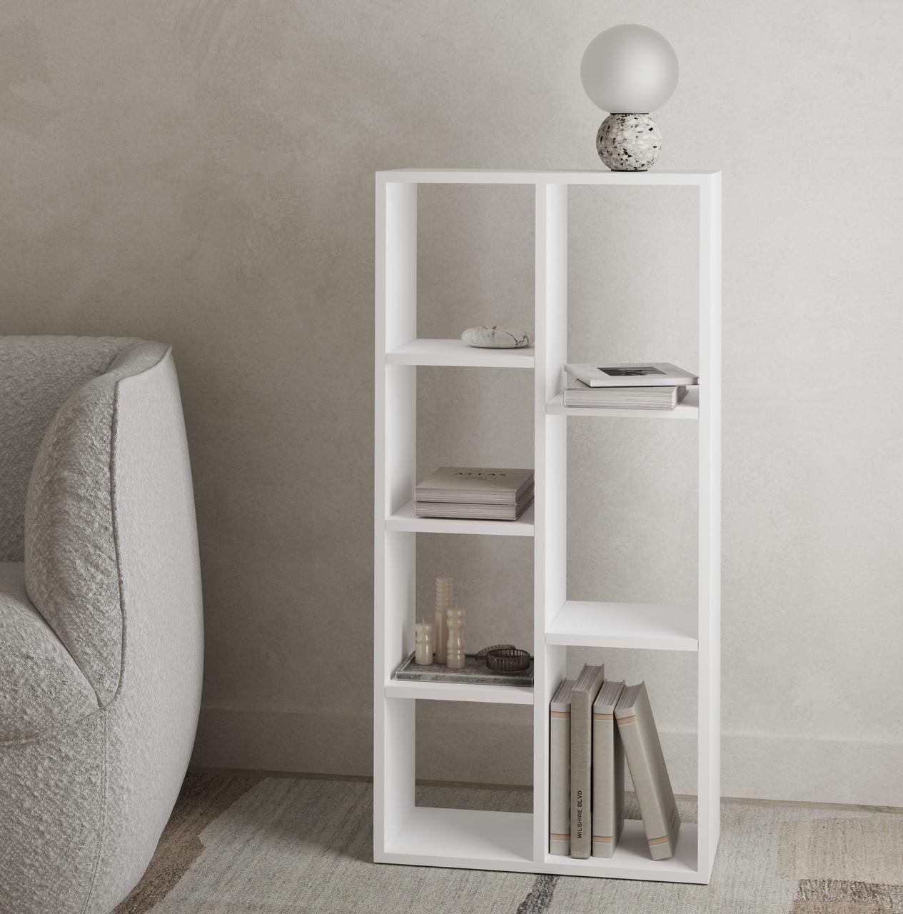 Стеллаж для книг и декора на 7 ячеек P-34 495x230x1006 мм Белый