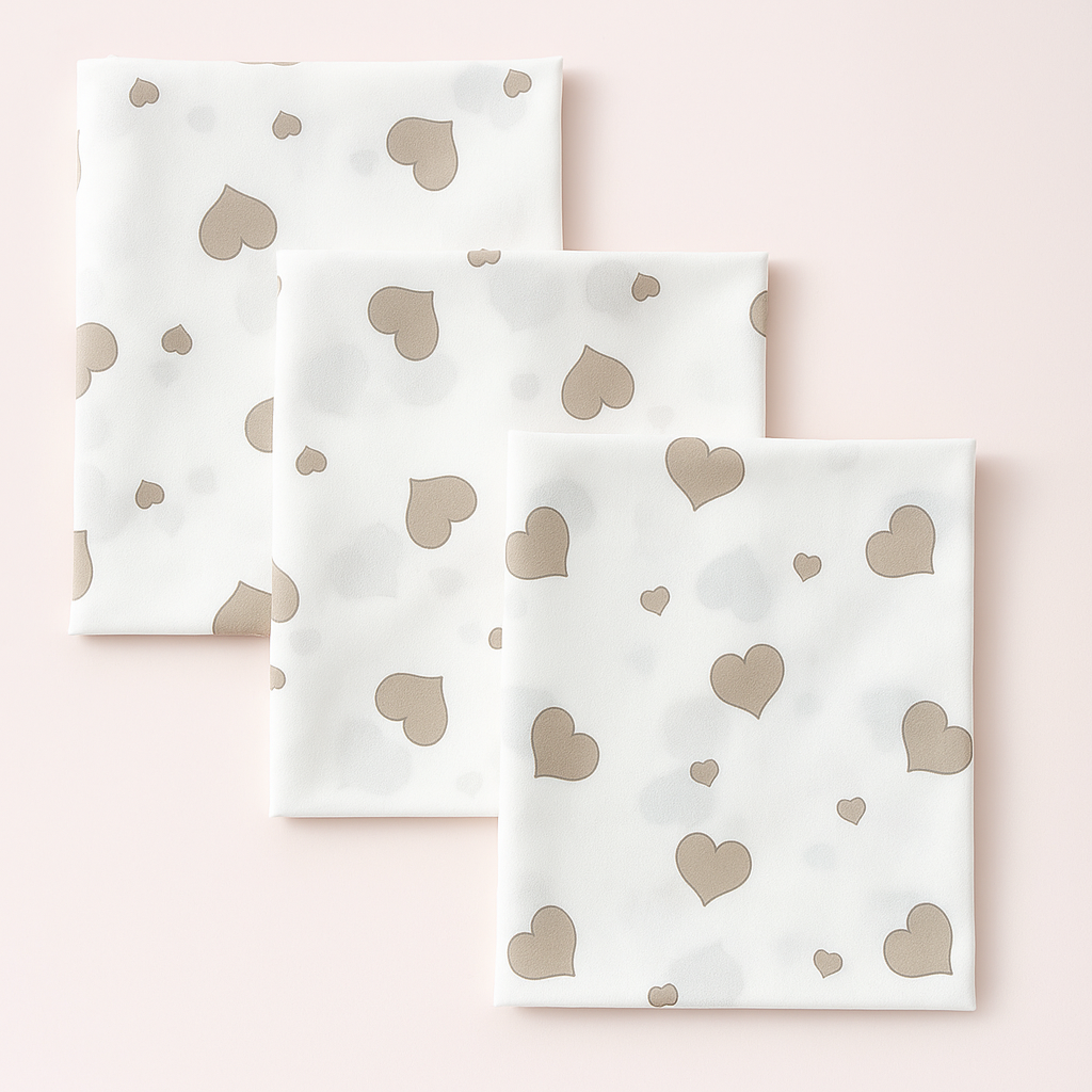 Пеленки детские BST Сердца ситцевый хлопок в роддом 3 шт. 100х110 см Бежевый/Белый (2789740758)