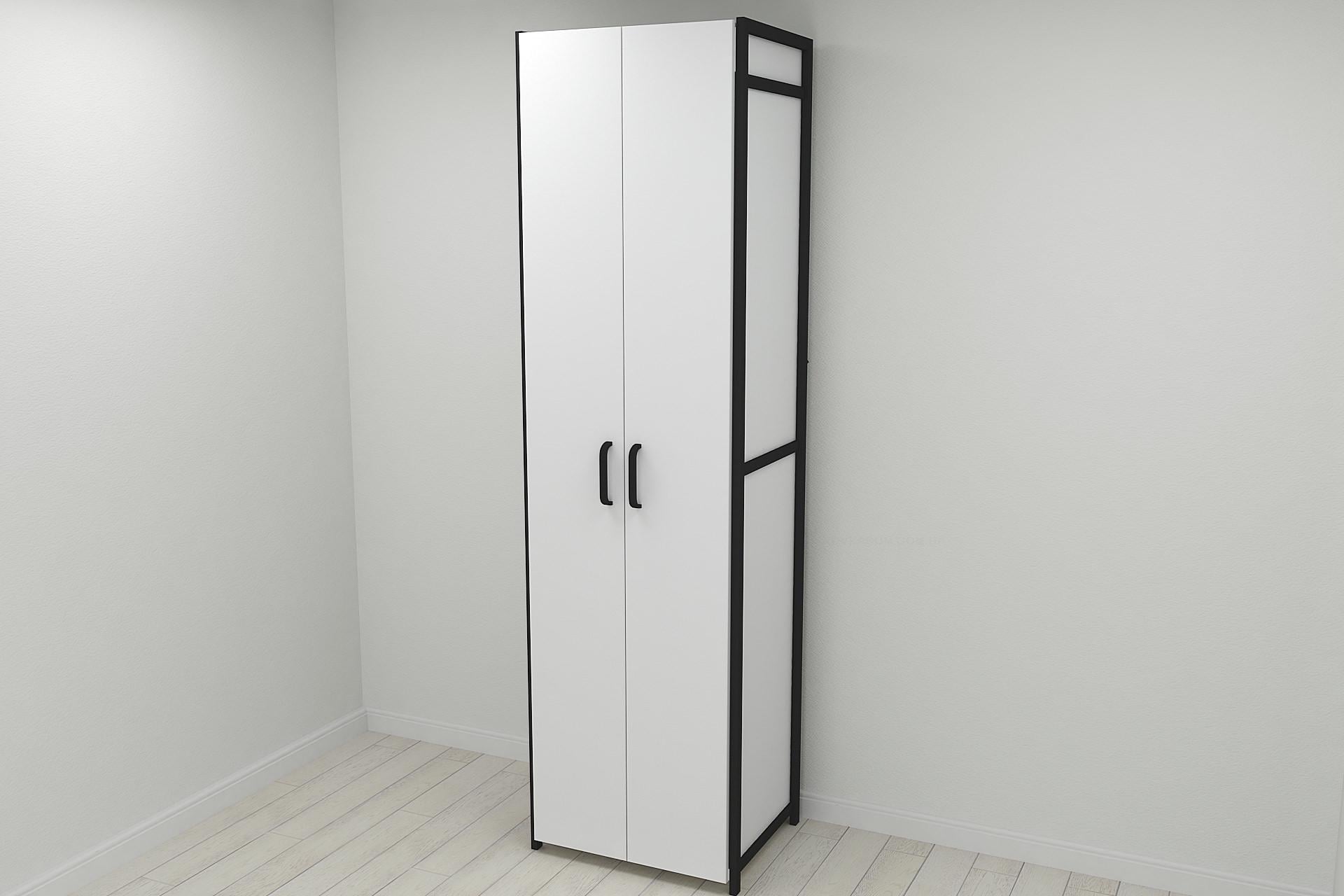 Шафа гардероб уні секція 6 серії Конект Ferrum-decor 220x60x50 см метал Чорний/ДСП Білий (SHG127)