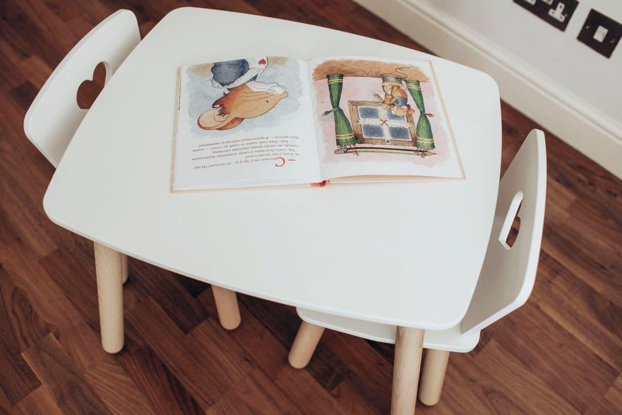 Столик и 2 стульчика Tatoy Heart для детей 4-7 лет Белый (ffeeefd5) - фото 4 Столик и 2 стульчика Tatoy Heart для детей 4-7 лет Белый (ffeeefd5) - фото 4