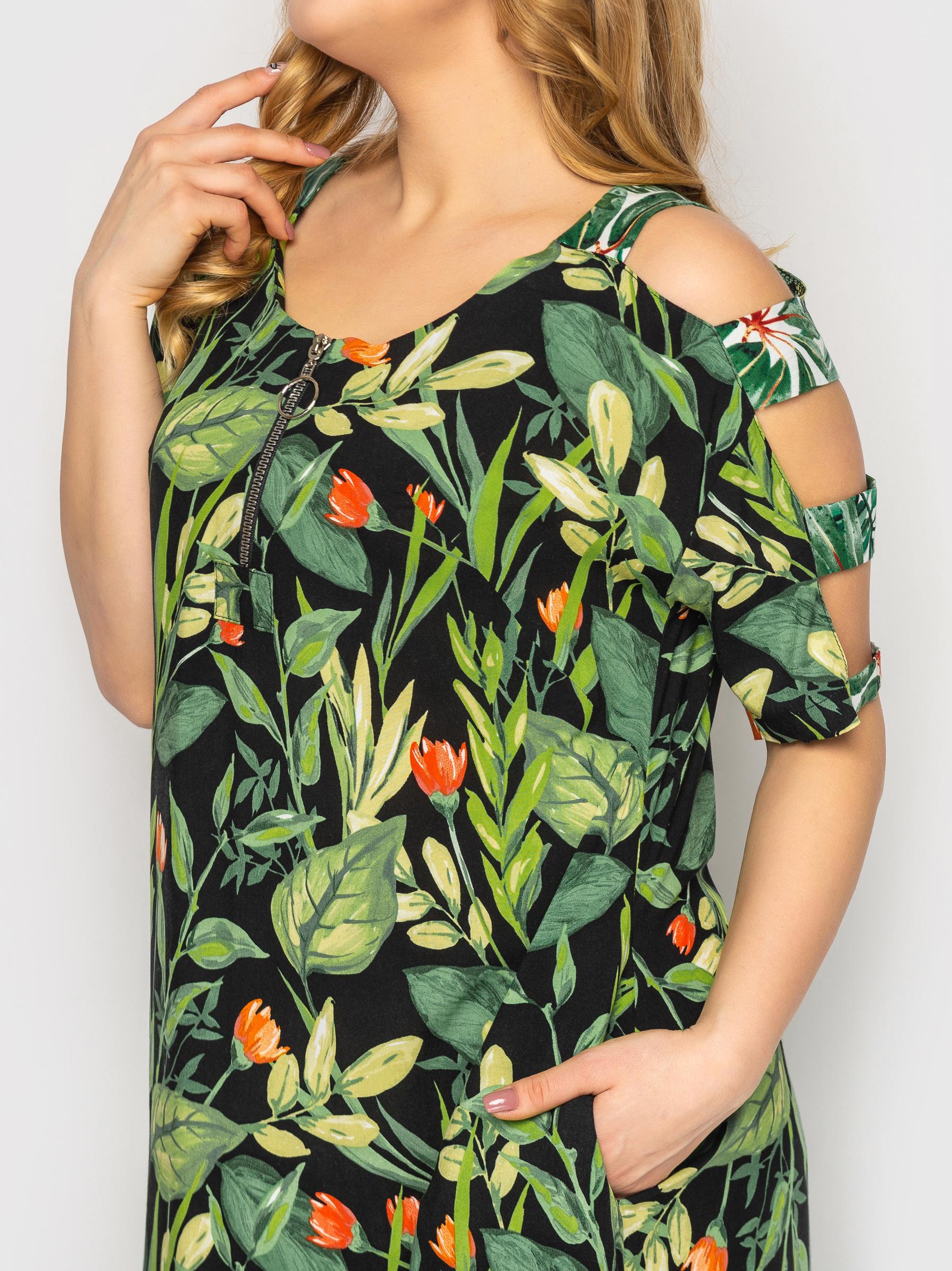 Платье VLAVI Тропикана р. 54 Черное Флора (120608-54) - фото 2 Платье VLAVI Тропикана р. 54 Черное Флора (120608-54) - фото 2