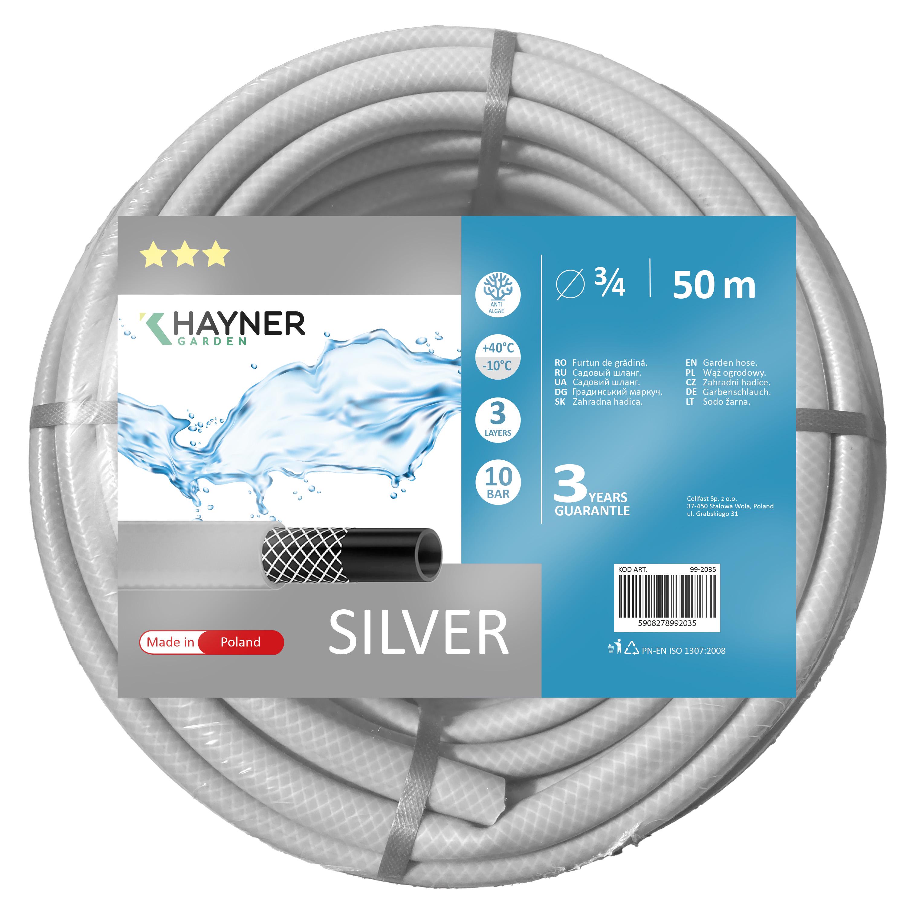 Шланг поливочный Khayner Garden 3/4" 50 м до 10 бар Серый (99-2035)