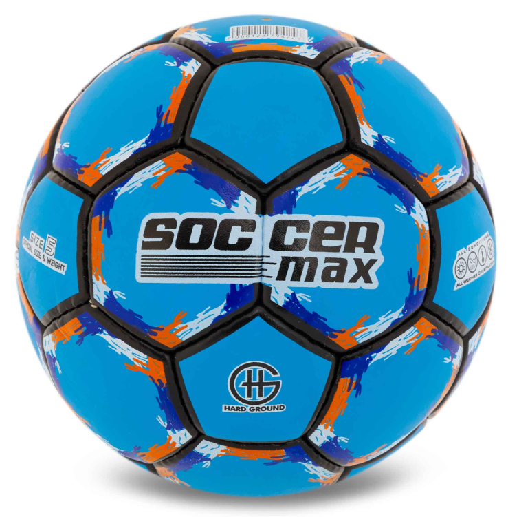 Мяч футбольный SOCCERMAX №5 PU Гриппи сшит вручную (FB-6525 Голубой) - фото 2 Мяч футбольный SOCCERMAX №5 PU Гриппи сшит вручную (FB-6525 Голубой) - фото 2