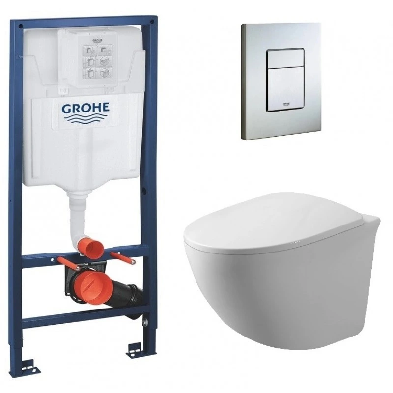 Инсталляция Grohe Rapid SL 38772001 с унитазом Dusel SENTIA/сиденье Slim Soft-Close/панель смыва Grohe Skate Cosmopolitan