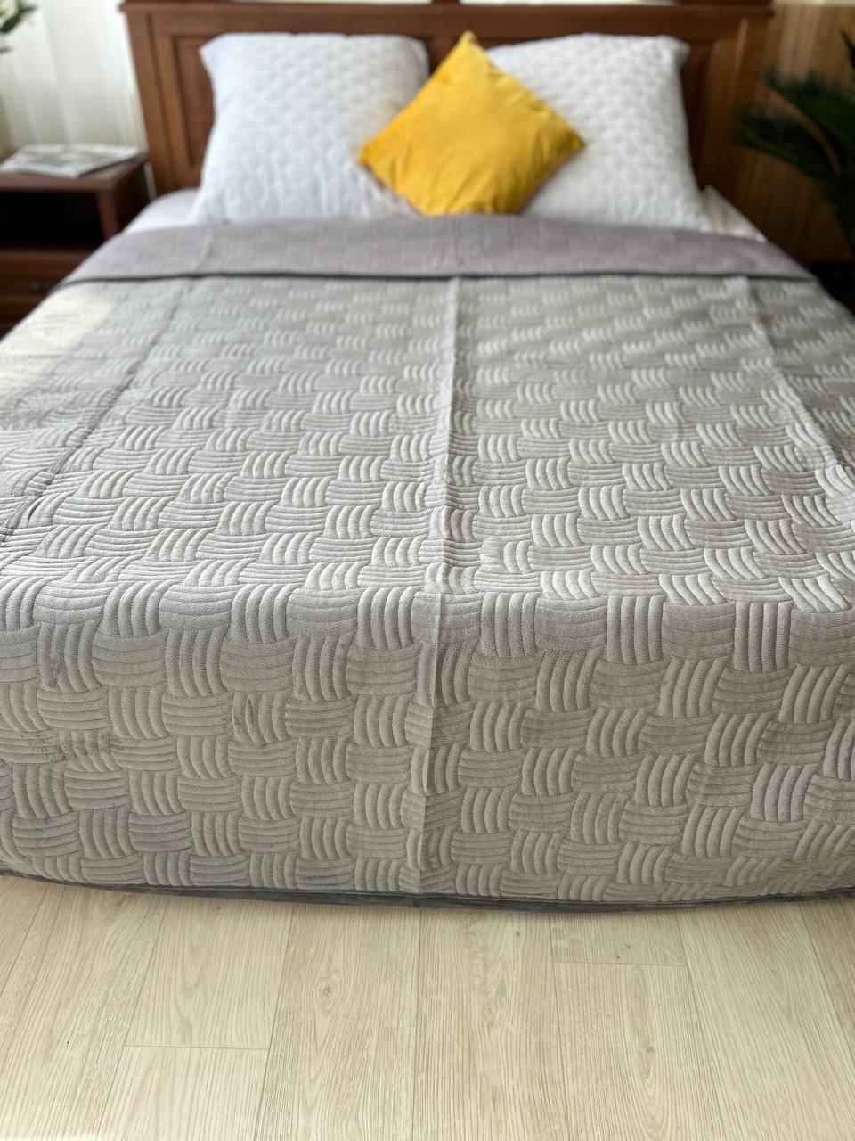 Плед-покрывало велюровый бархатистый 210x230 см Темно-серый (П4К-М-velur-pokruvalo002-02)