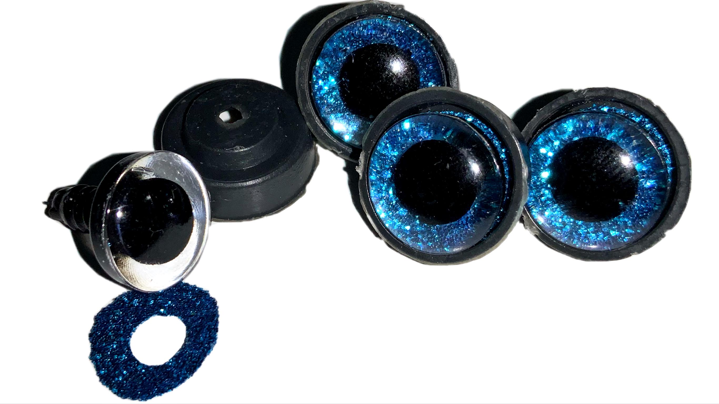 Глаза для игрушек блестящие с креплением 10 шт. 16 мм Синий