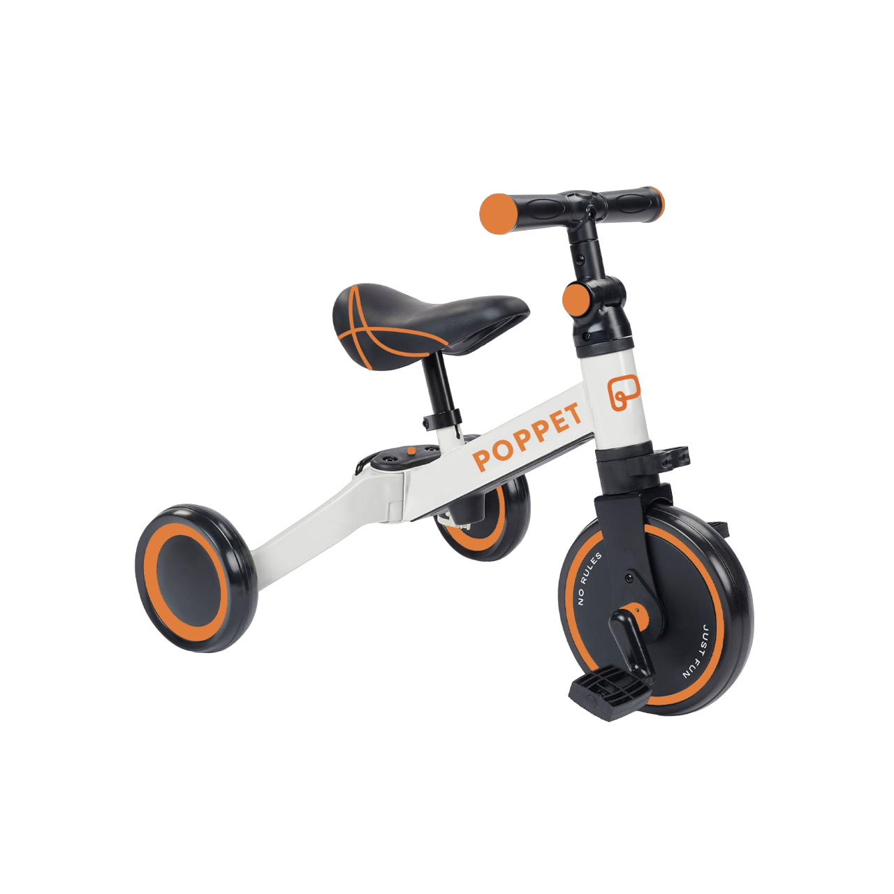 Детский беговел-трансформер Poppet 3в1 трехколесный Бело-оранжевый - фото 1 Детский беговел-трансформер Poppet 3в1 трехколесный Бело-оранжевый - фото 1