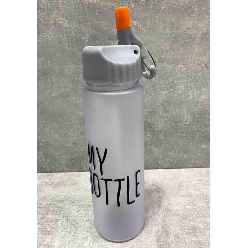 Бутылка для воды WB-380 My Bottle с отсеком для фруктов/льда с черной надписью 600 мл Прозрачный матовый (1630771327)