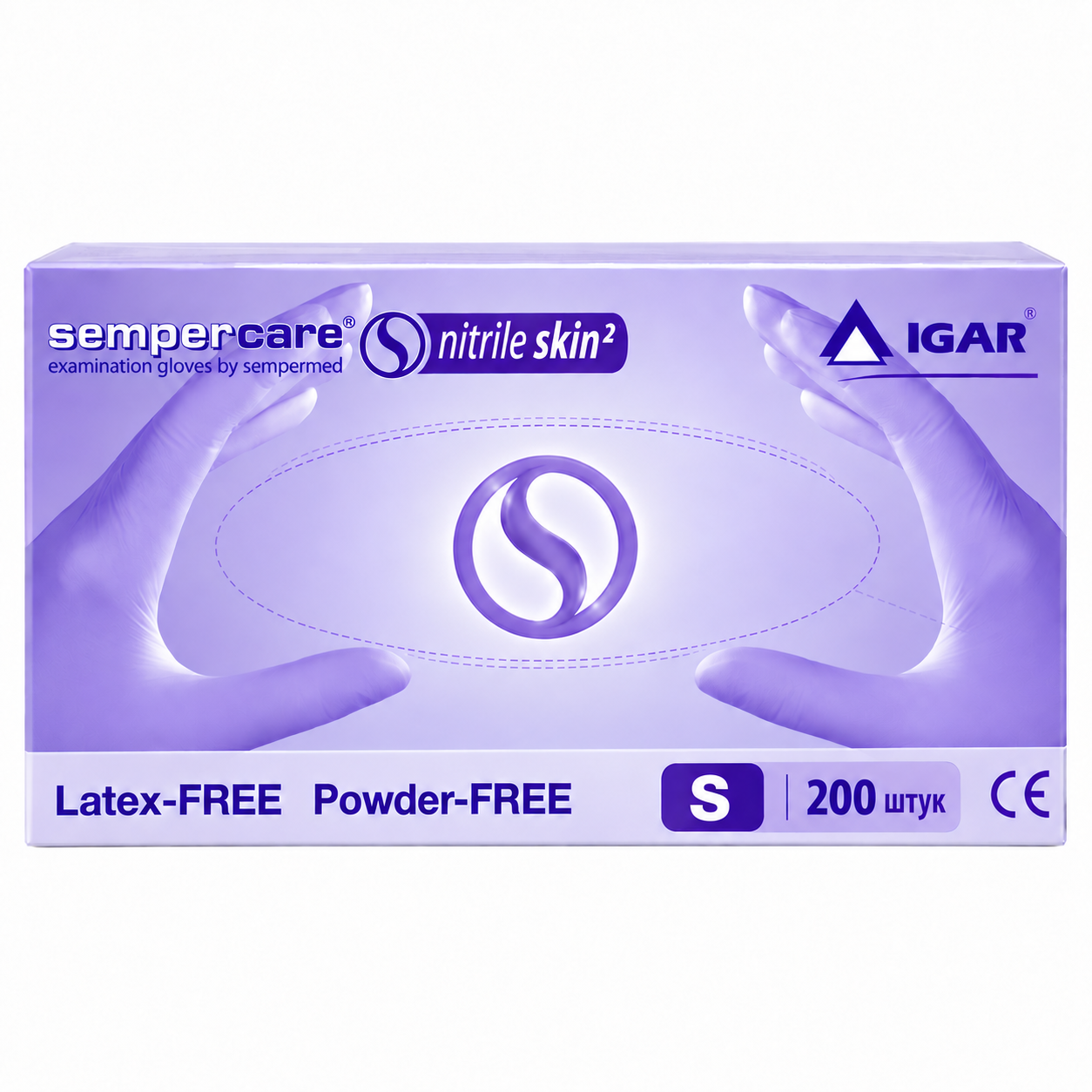 Перчатки нитриловые ИGAR Sempercare Nitrile Skin2 смотровые неприпудренные S 100 пар. Синий (000006628)