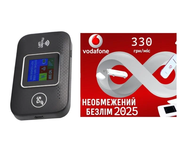 Модем-роутер 4G LTE WiFi MF688 с активным монитором/сим-карта Vodafone интернет Черный