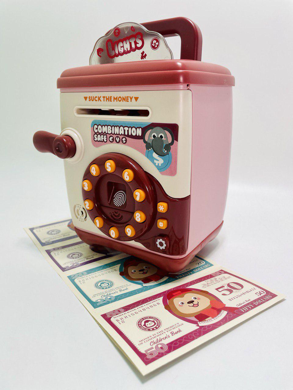 Сейф іграшковий звук/підсвічування/співає пісні/слова англійською/сканер відбитка пальця (801)