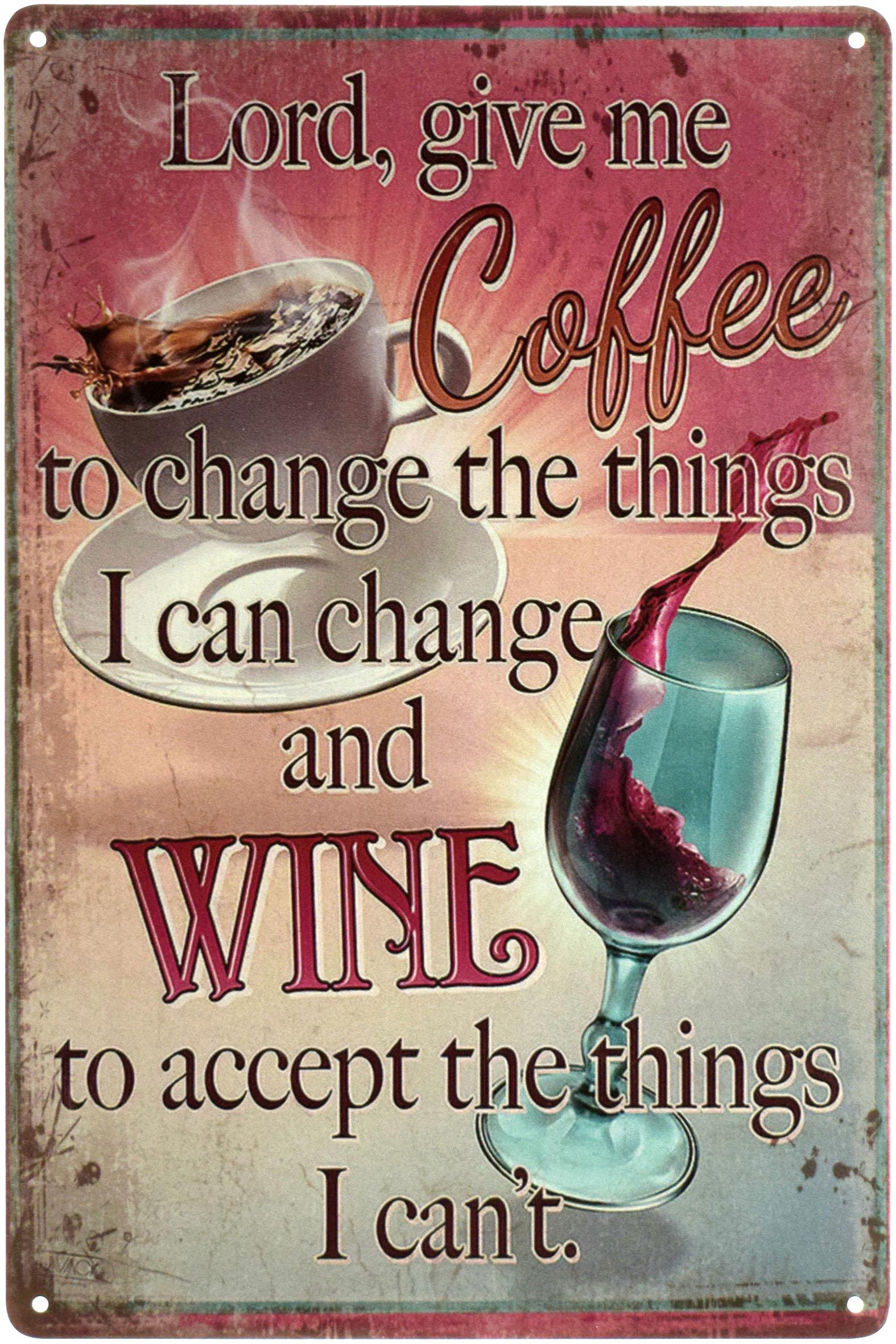 Табличка металлическая Господи, Дай Мне Кофе, Чтобы Все Изменить/Lord, Give Me Coffee To Change The Things 20x30 см