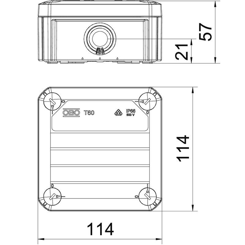 Распределительная коробка OBO bettermann T60 наружная 7 герметичных вводов IP66 Пластик 114х114х57 мм (2007061) - фото 2