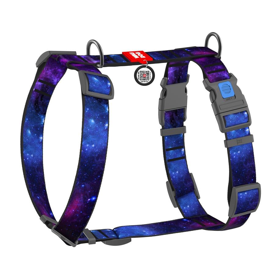 Шлейка для собак с QR-паспортом Waudog NASA21 Nylon анатомическая H-образная с пластиковым фастексом XL 35 мм A 60-100 см/B 70-100 см Blue (347-0148) - фото 1 Шлейка для собак с QR-паспортом Waudog NASA21 Nylon анатомическая H-образная с пластиковым фастексом XL 35 мм A 60-100 см/B 70-100 см Blue (347-0148) - фото 1