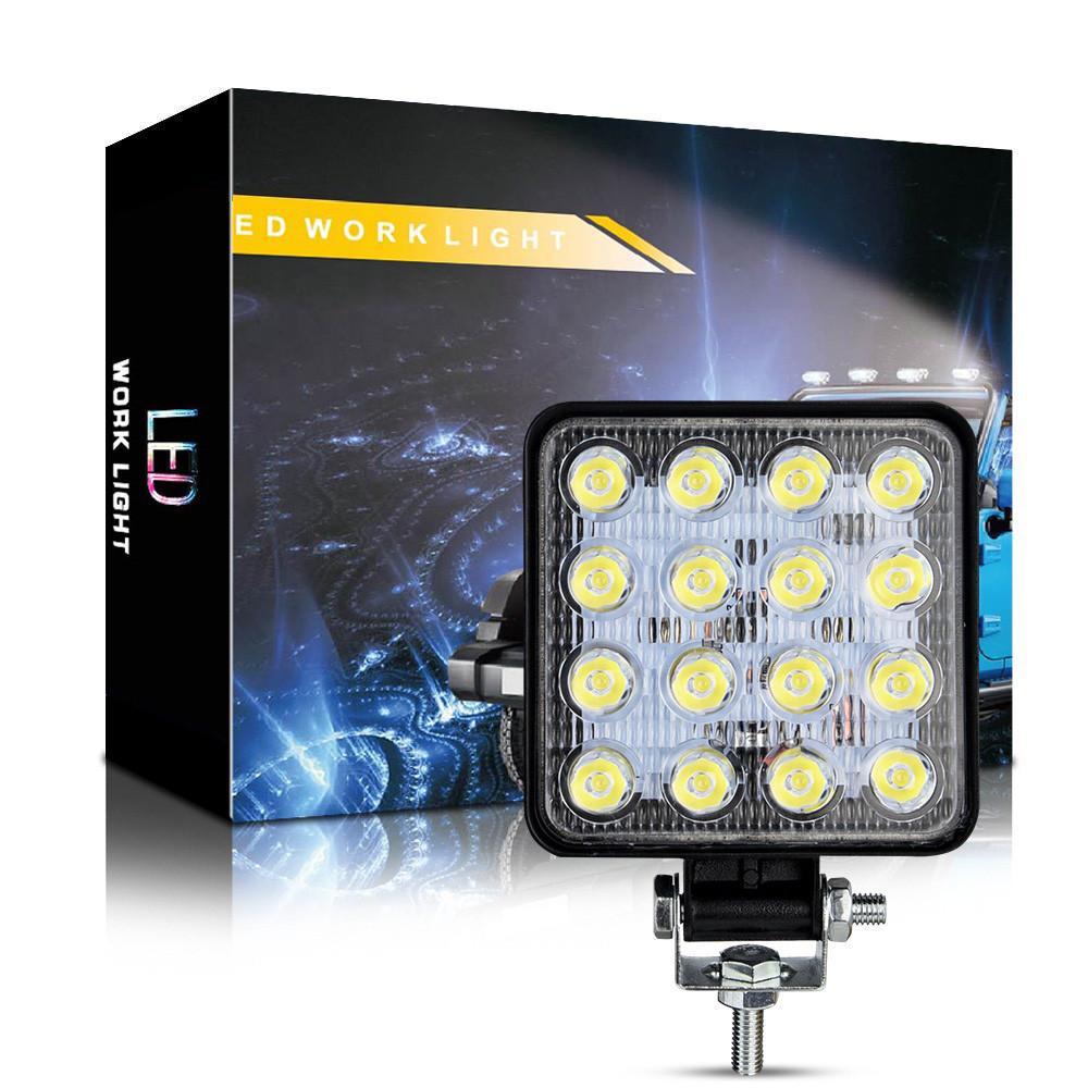 Фара LED квадратная 48 W 6000 K 16 диодов 10,5х10,5х1,5 см