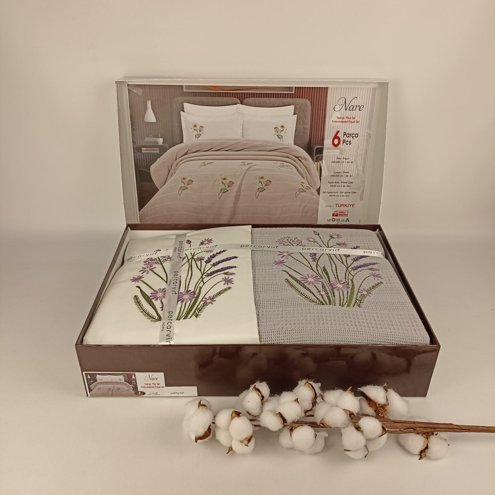 Набір покривал із наволочками Pique Batunur Nare 240х260 см Cappicino (CN37859) - фото 1 Набір покривал із наволочками Pique Batunur Nare 240х260 см Cappicino (CN37859) - фото 1