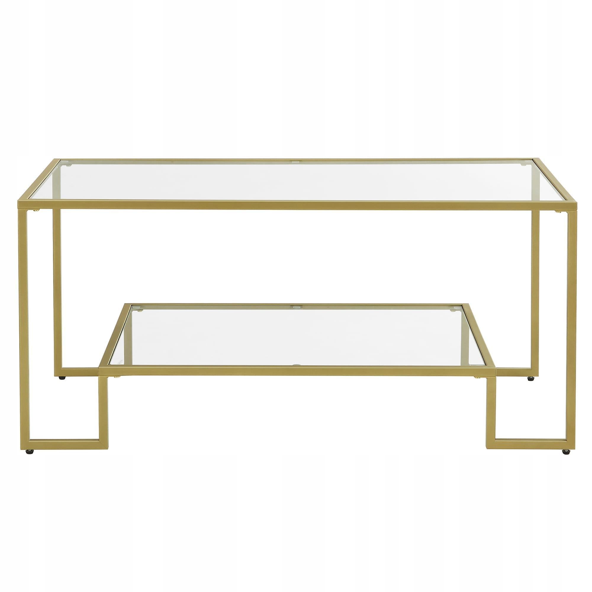 Журнальный стеклянный столик Songmics Glamour 55x100x45 см Золотой (LGT033A01)