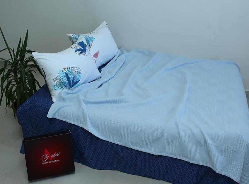 Простынь-покрывало пике TAGtekstil Клетка голубая 160х235 см (20759) Простынь-покрывало пике TAGtekstil Клетка голубая 160х235 см (20759)