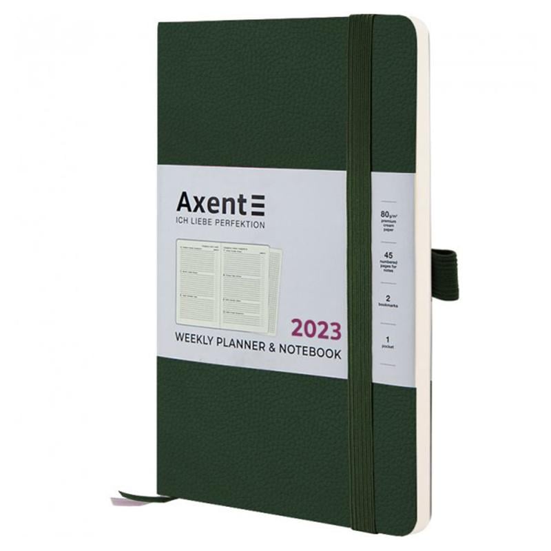 Еженедельник Axent 2023 Partner Soft Skin 125х195 Темно-зеленый (8509-23-23-A)