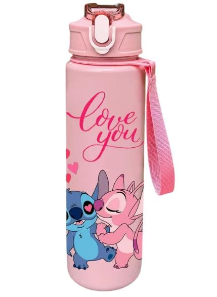 Детская бутылка для воды с трубочкой Stich Love You 750 мл Розовый (35110048)