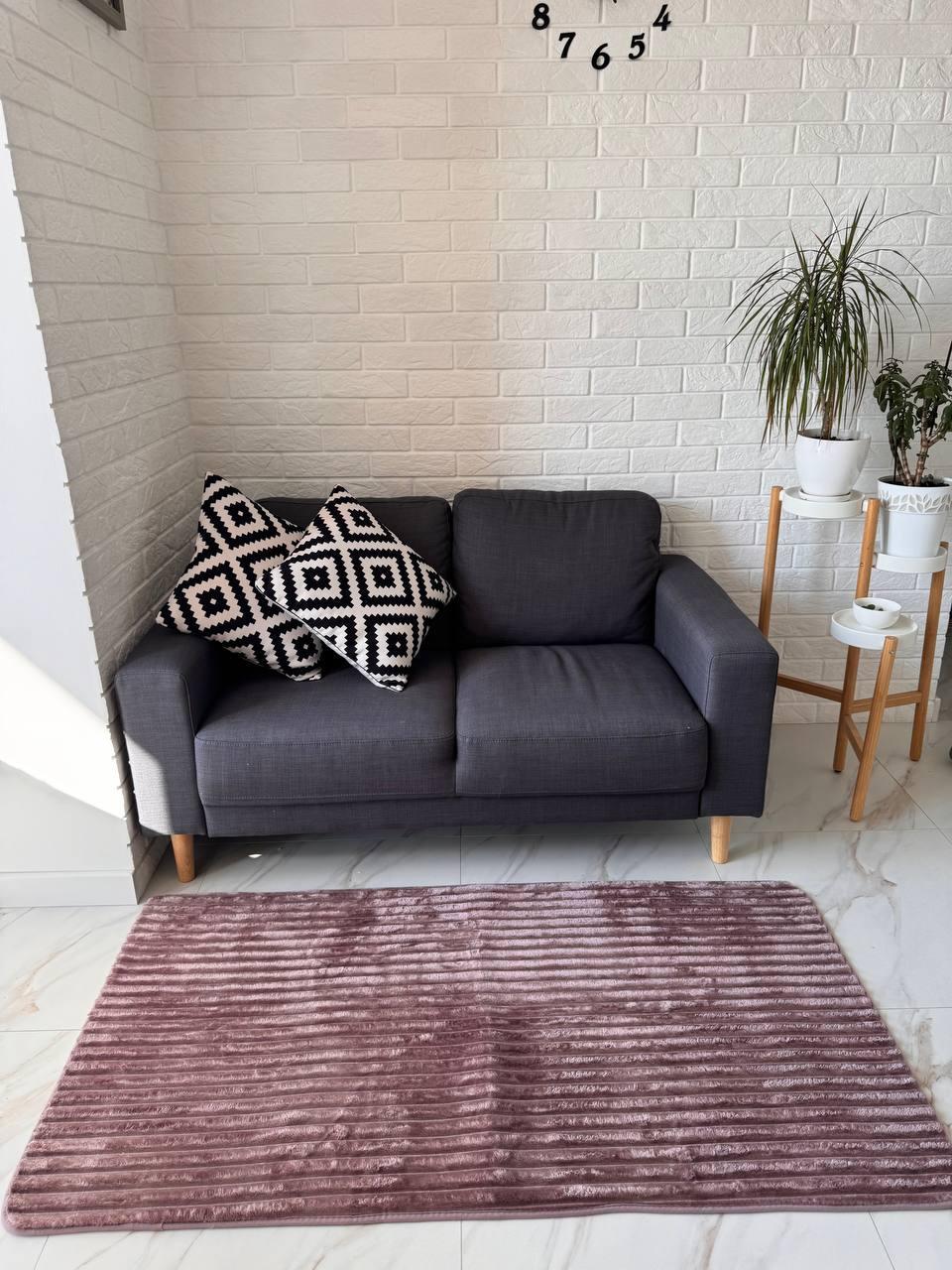 Ковер меховой прорезиненный с длинным ворсом 80х150 см Бордовый (Д-sharpey-kover-005)