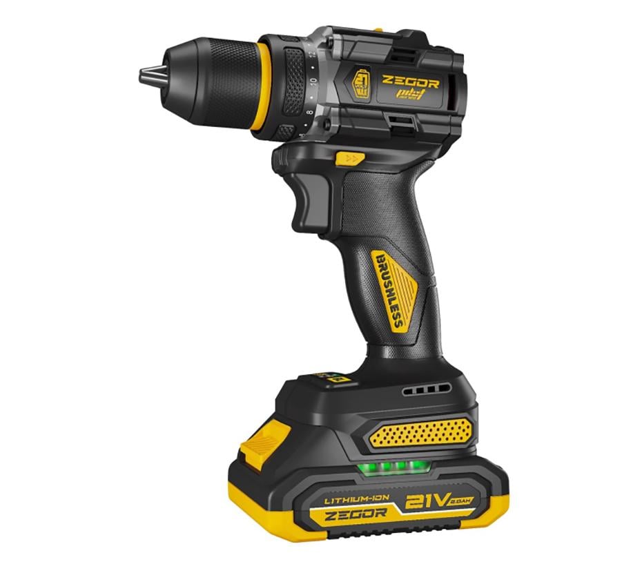 Шуруповерт професійний акумуляторний безщітковий Zegor CDPP-21BL/21В/70 Нм/дві швидкості/2 батареї 21В 2Ач/реверс/підсвічування/кейс - фото 2