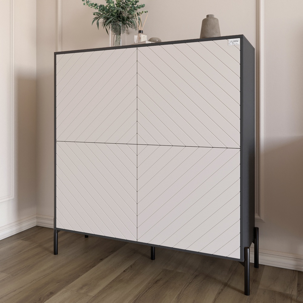 Комод-пенал Lion Амарант 114x40x126,5 см Антрацит/Белый (LION-042004)