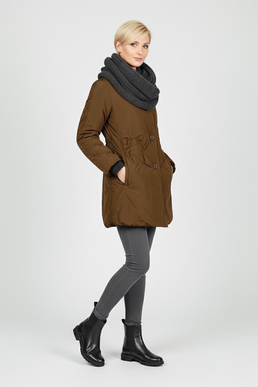 Пуховик женский приталенный Number Nine NN-302 р. 42 Светло-коричневый (NN-302-42) - фото 7 Пуховик женский приталенный Number Nine NN-302 р. 42 Светло-коричневый (NN-302-42) - фото 7