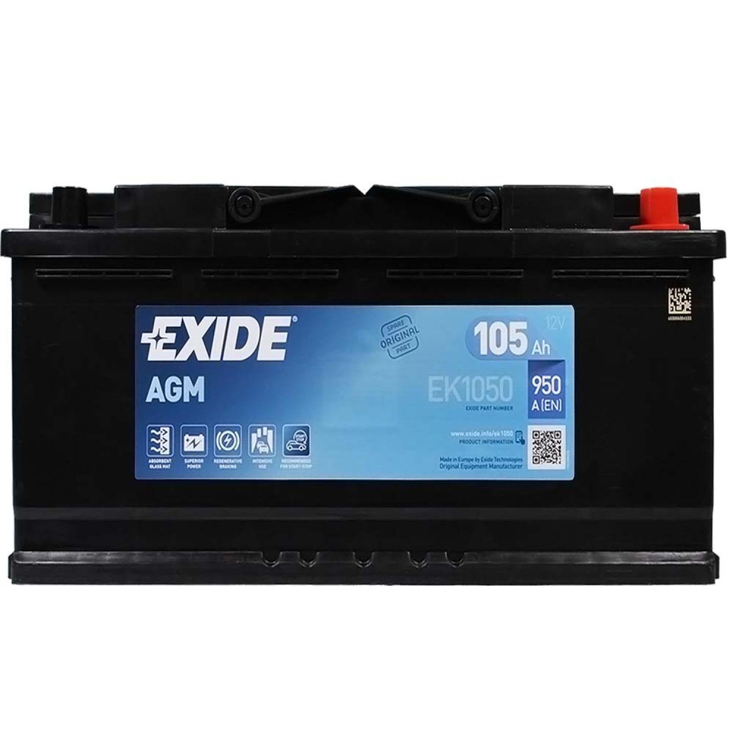 Акумулятор EXIDE AGM 105 Аh 950 A (EK1050) - фото 3