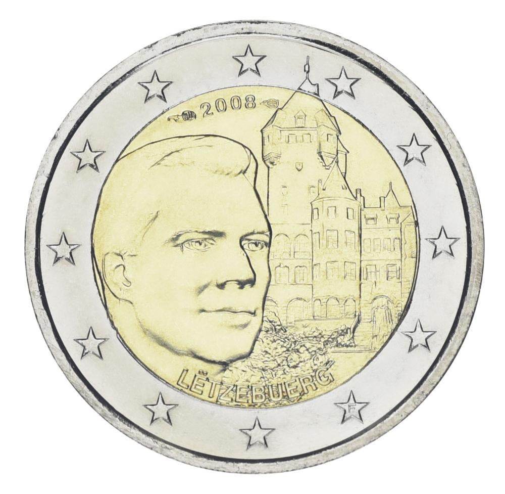 Коллекционная монета Люксембург 2 евро 2008 года Замок Берг UNC (KM#96)