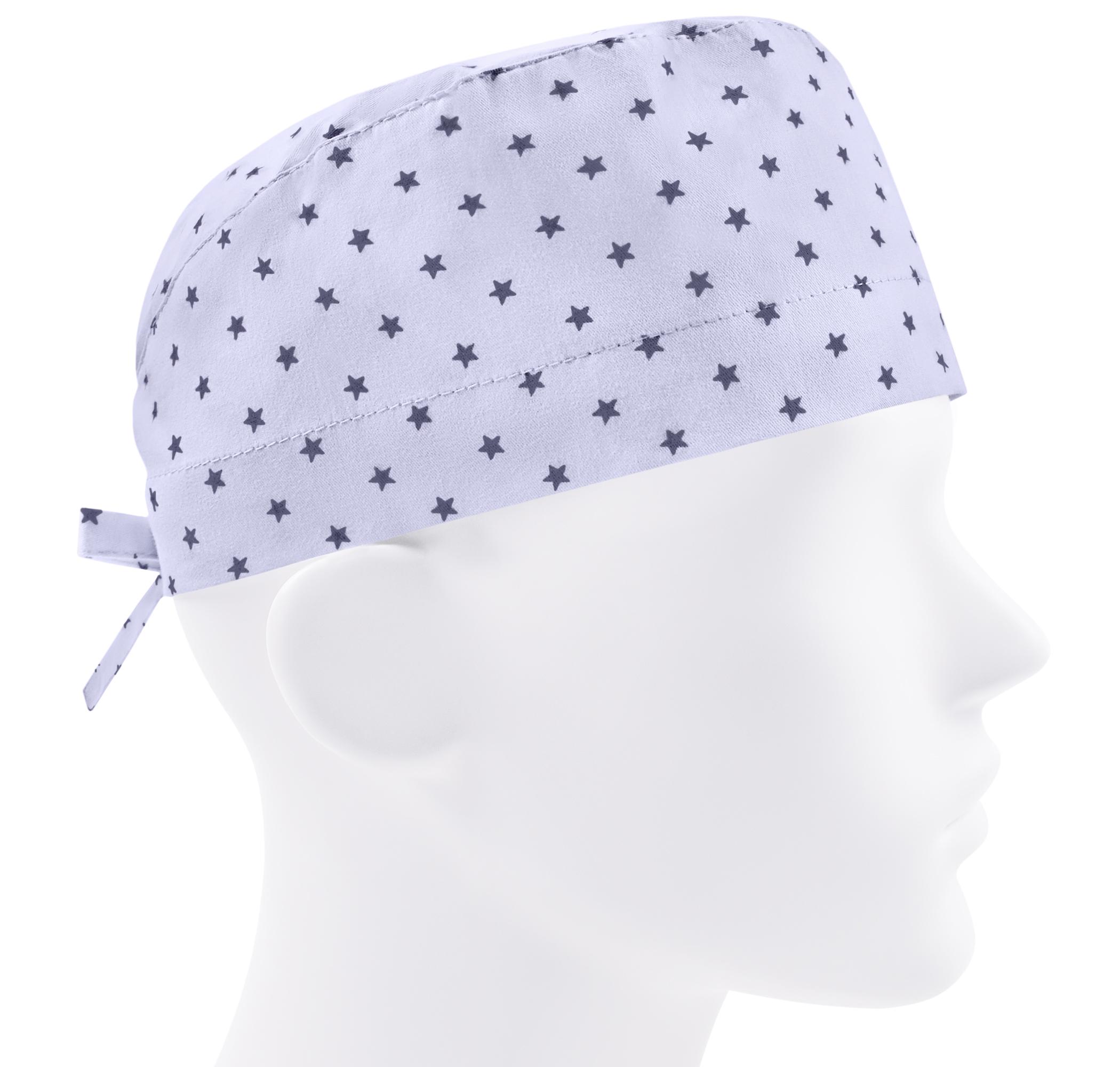 Шапочка медицинская мужская FloralScrubs Мелкие серые звезды на серо-голубом универсальная (М159)