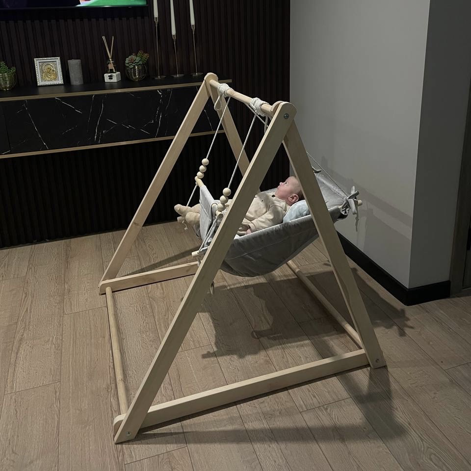 Комплект Деревянная опора/Колыбелька из микровелюра (gs-8775)