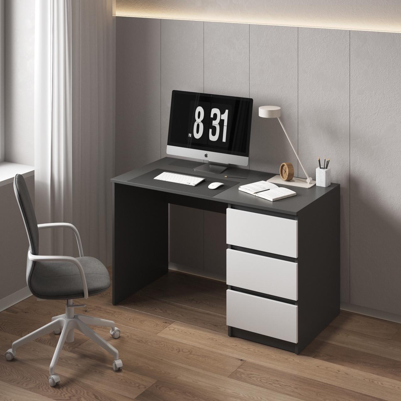 Стол компьютерный с тумбой Вайс R-1 1200х600х755 мм Антрацит/Белый фасад (30469175) - фото 1 Стол компьютерный с тумбой Вайс R-1 1200х600х755 мм Антрацит/Белый фасад (30469175) - фото 1