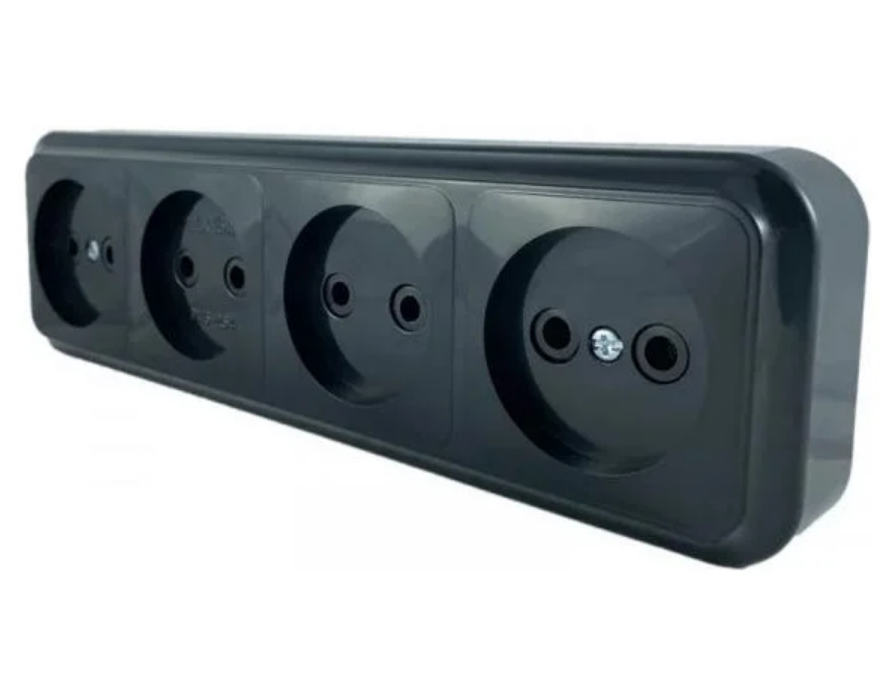 Розетка четырехместная MARSHEL MAGLEV RO16-252 Black (RO16-252 Black)