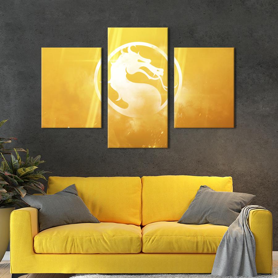 Картина на холсте триптих Знак Mortal Kombat 141x90 см (1500-32)
