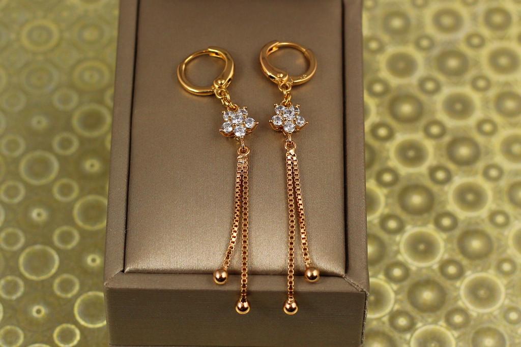 Серьги подвески Xuping Jewelry Цветок с лучами 5,8 см Золотистый (2090859762)