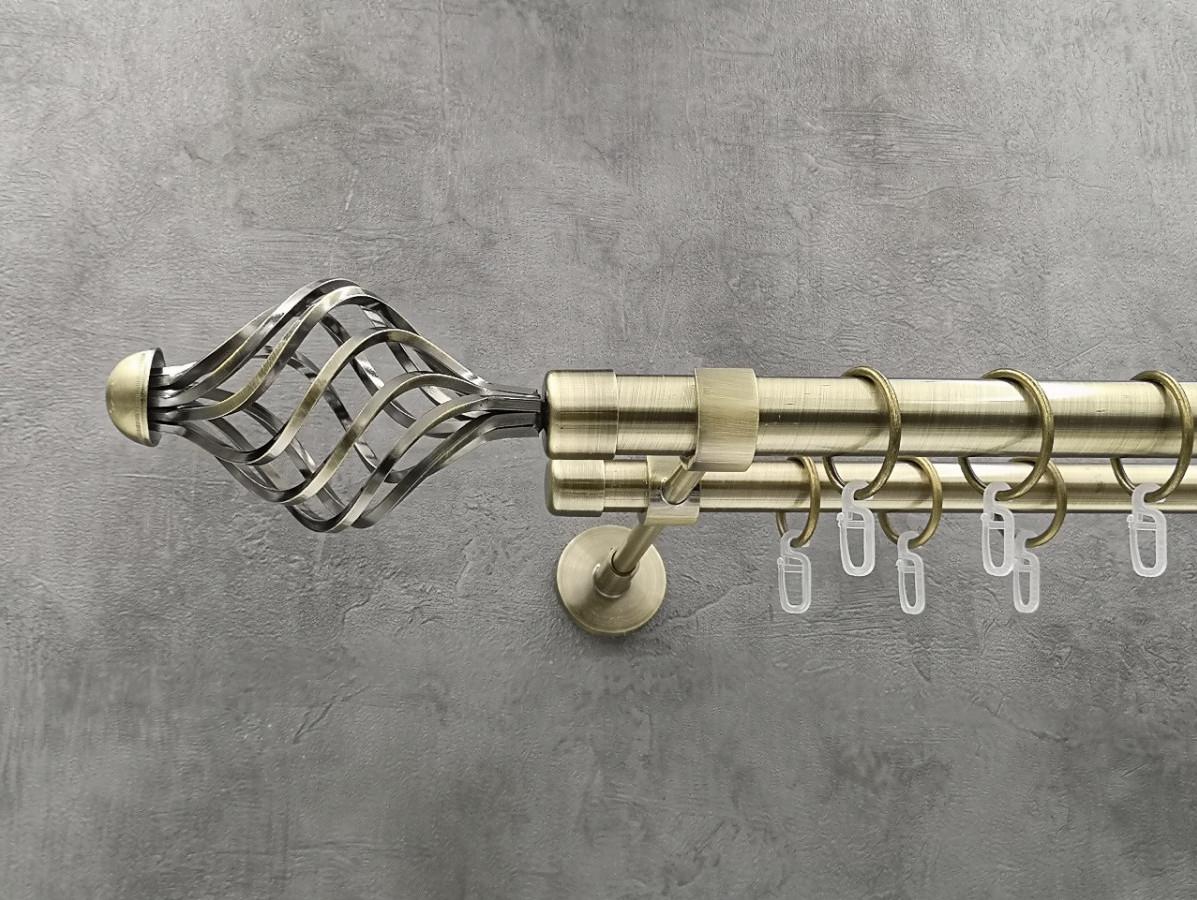 Карниз Quadrum Арезо гладкая штанга двойной модерн 25/19 мм 300 см Антик (264774446)