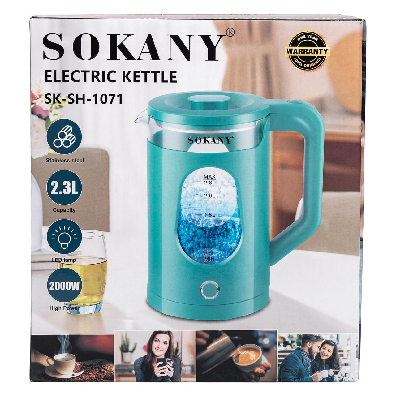 Електрочайник Sokany SK-SH-1071 2000 Вт 2,3 л Ментоловий (SK-SH-1071BL) - фото 9 Електрочайник Sokany SK-SH-1071 2000 Вт 2,3 л Ментоловий (SK-SH-1071BL) - фото 9