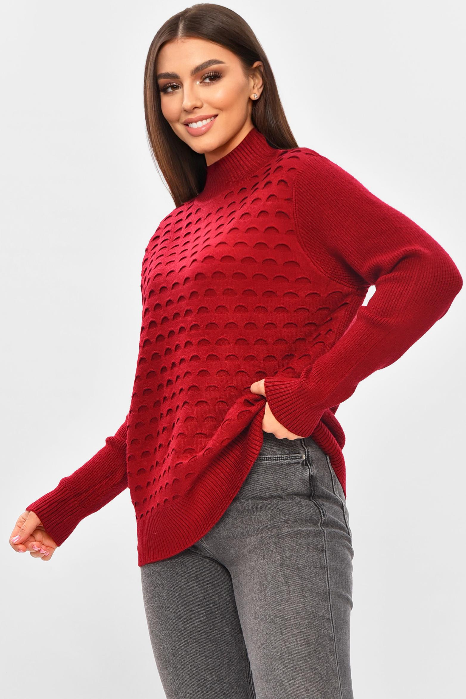 Свитер женский 206603 однотонный XL-2XL Бордовый (206603_!335391_48-50) - фото 2 Свитер женский 206603 однотонный XL-2XL Бордовый (206603_!335391_48-50) - фото 2