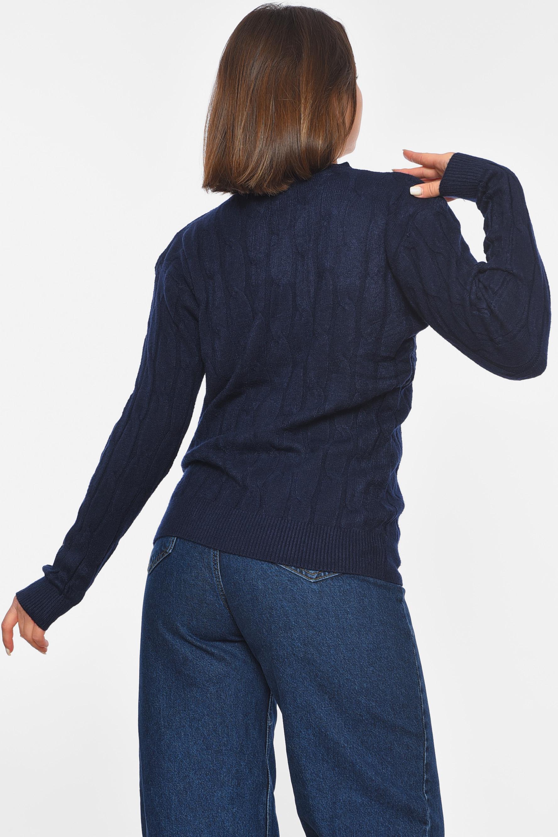 Свитер женский однотонный L-XL Темно-синий (192001) - фото 3 Свитер женский однотонный L-XL Темно-синий (192001) - фото 3