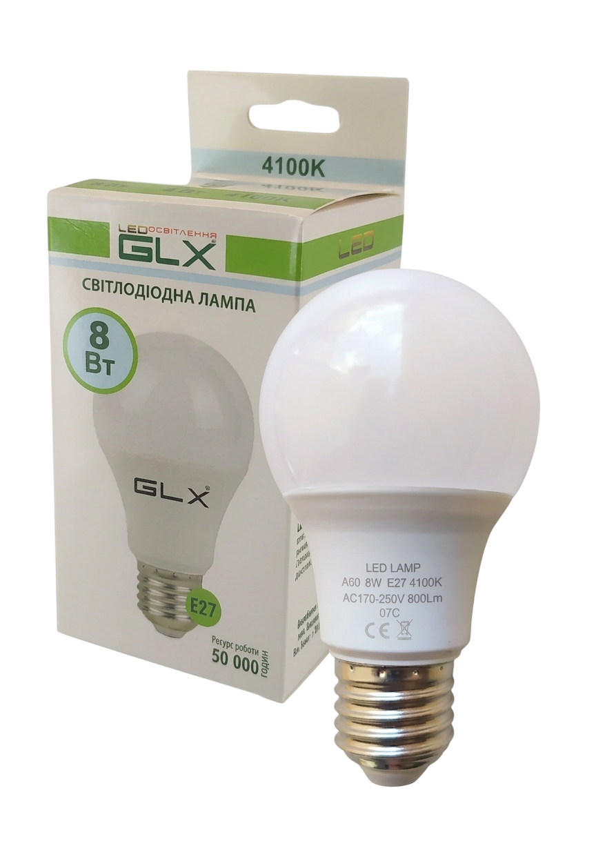 Светодиодная LED лампа GLX 8W E27 3000K теплый свет 800 Лм (3148163702)