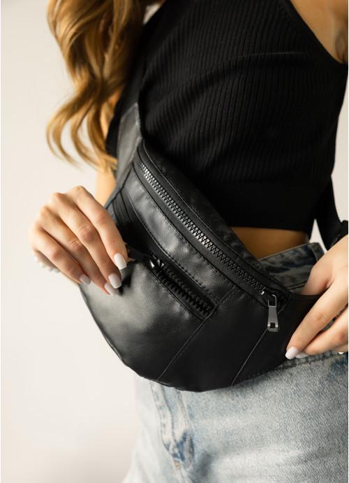 Поясная сумка женская Sambag из натуральной кожи Черный (1136038617)