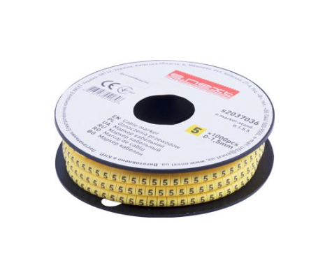 Маркер кабельный E.NEXT e.marker.stand.0.1.5.5 цифра 5 1,5 мм2 1000 шт./рул. Желтый (s2037036)