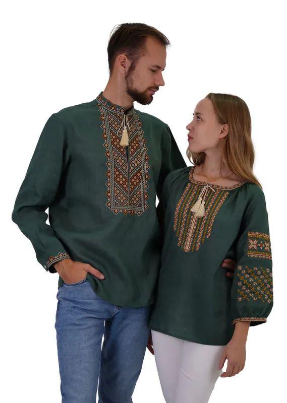 Вышиванка мужская р. 46 Зеленый (520) - фото 5 Вышиванка мужская р. 46 Зеленый (520) - фото 5