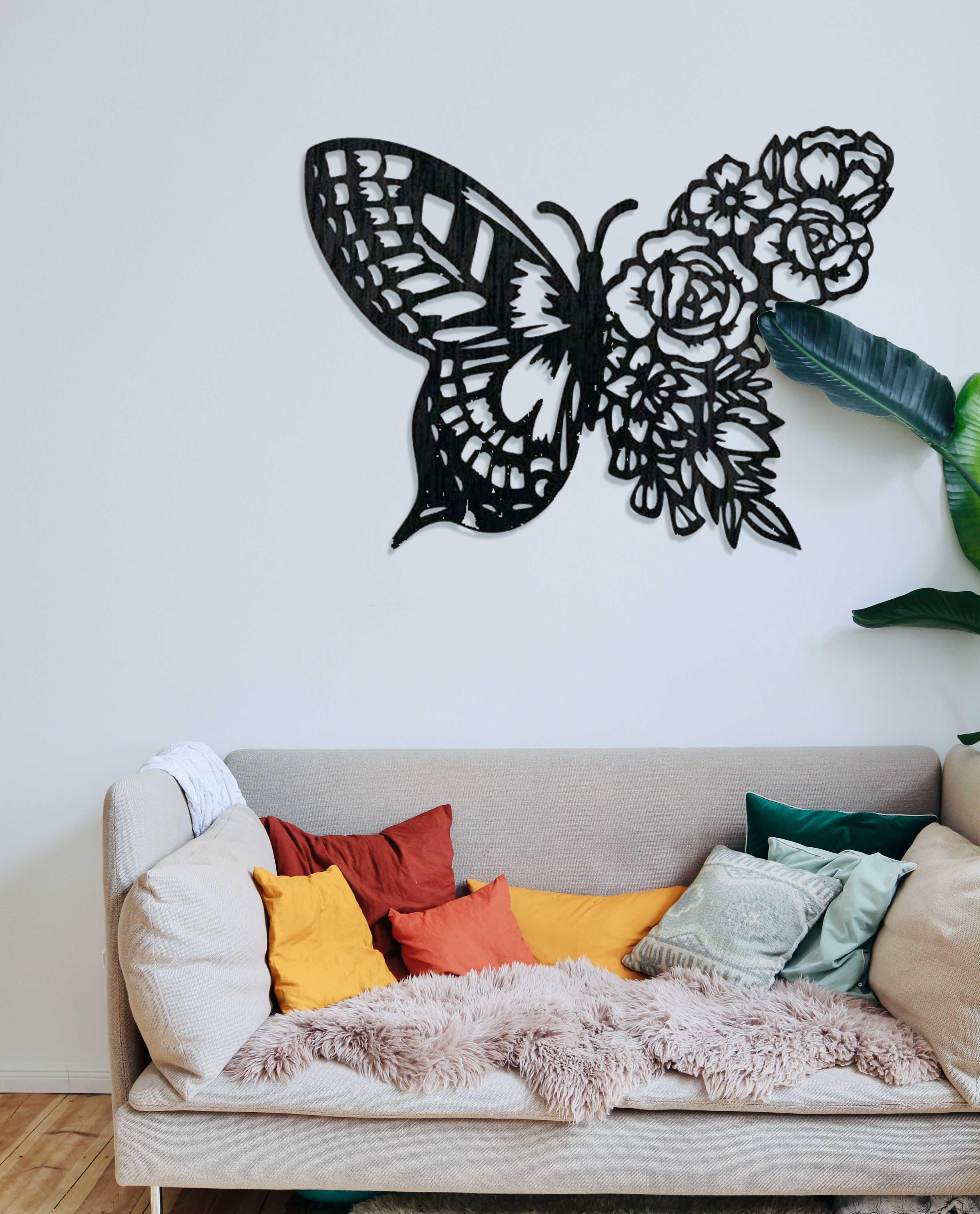 Декоративне панно Квітковий метелик 100 см (01096-чор-100)