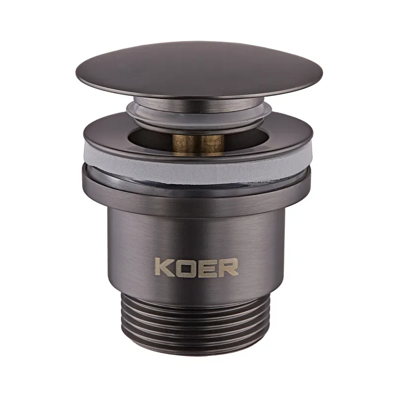 Клапан донный для раковины KOER PW-01-07 автоматический Click-Clack 1 1/4" Графит (KR3404)