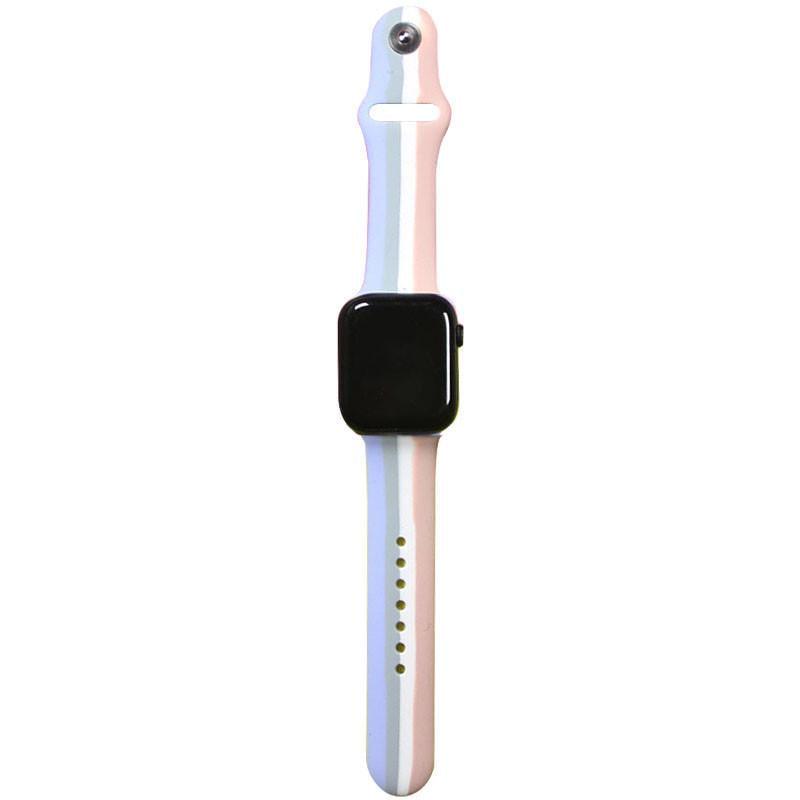 Ремінець силіконовий Rainbow для Apple watch 42 мм/44 мм Бузковий/Рожевий (00000048582_12)
