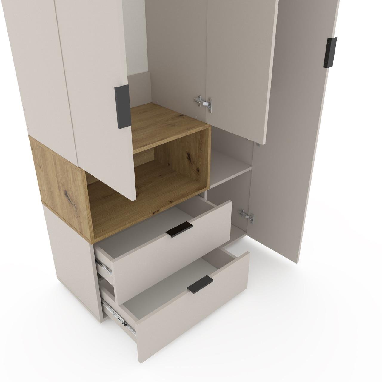 Шкаф Metkas Home A002L ЛДСП 1000x420x2300 мм Кашемир/Дуб Артизан - фото 4 Шкаф Metkas Home A002L ЛДСП 1000x420x2300 мм Кашемир/Дуб Артизан - фото 4