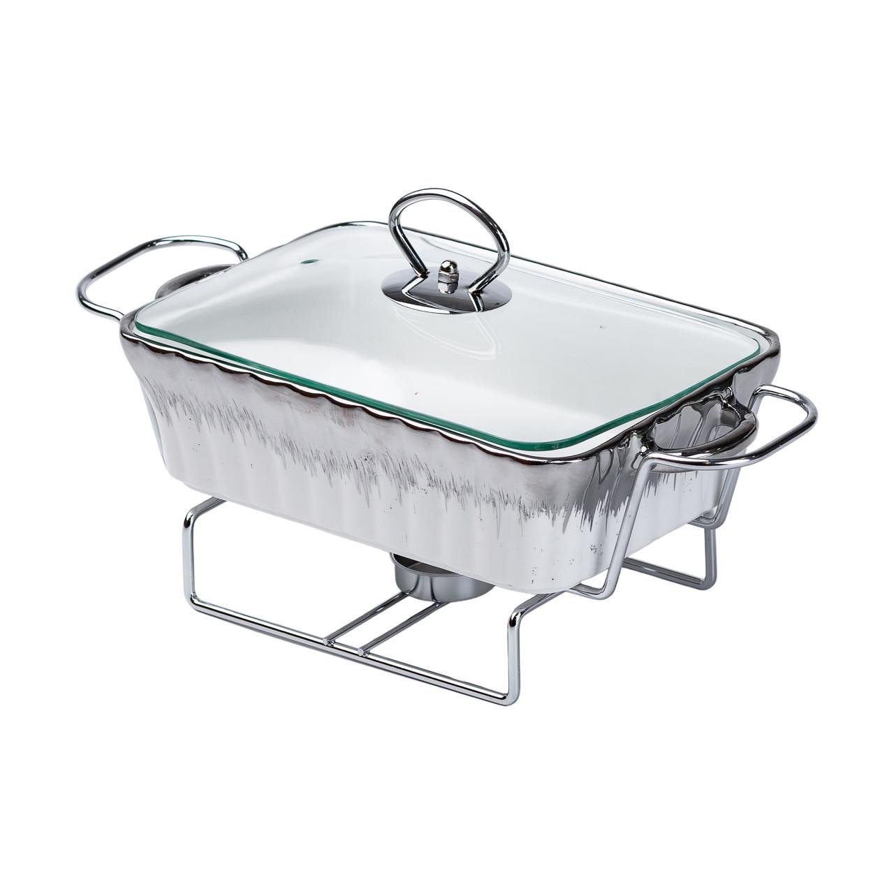 Мармит прямоугольный на 1 л фарфоровый с подогревом 31х16×11 см - фото 3